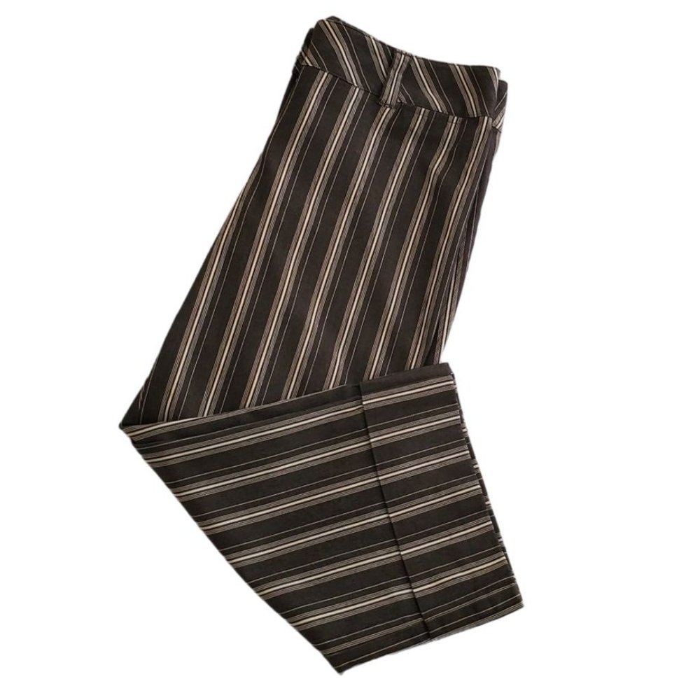 Ann Taylor Loft Striped Cuffed Crop Pants | Like New | 2P | Charcoal White - Picture 9 of 16